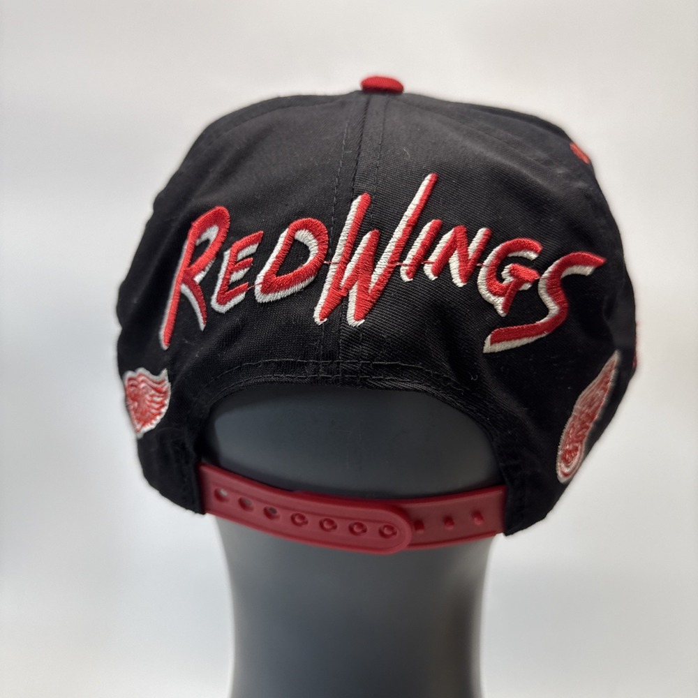 Vintage Detroit Red‎ Wings Snapback Hat Cap Black Red Twins Enterprise NHL 90s